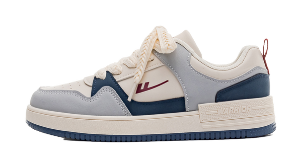 Warrior Slip Resistant, Abrasion Resistant, Lightweight, Breathable Low top Skateboard Shoes Unisex Beige Blue 