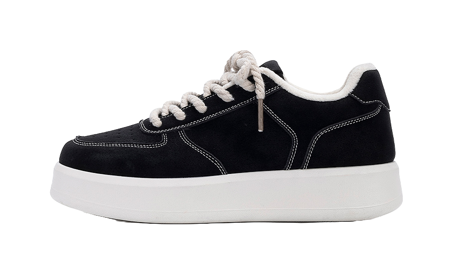 HUANQIU Air Force 1 Coverage Lightweight Height Increasing Low top Skateboard Shoes Men's Black 