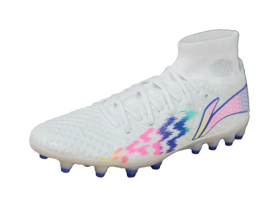 Li-Ning Lightning 2 Pro "White Blue Multi" YSFU013-2 - Hi-Top MG Soccer Cleat Unisex White Blue Multi