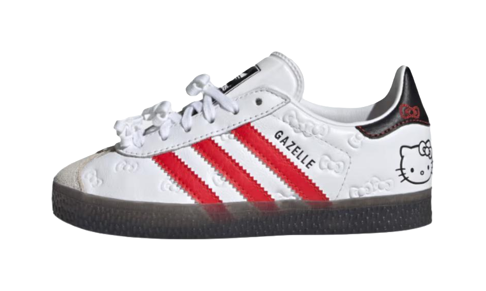 Hello Kitty x Adidas Originals GAZELLE Cushioning Low top Kids Skateboarding Shoes White Red Kids  vjsneaker.com