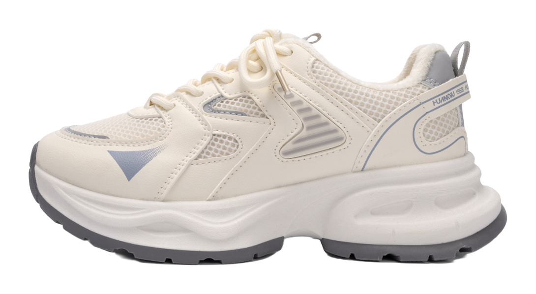 HUANQIU Abrasion Resistant, Breathable, Lightweight Low top Chunky Sneakers Women's Beige Gray 