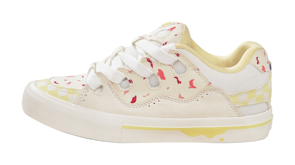 Ollieskate Magic Bake Abrasion Resistant Low top Skateboard Shoes Unisex White Yellow