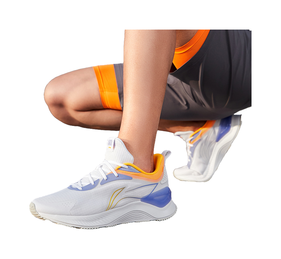 LiNing YueYing Element Cushioning Wear Resistant Rebound Low Top Sprint Running Shoes Men's White Yellow Purple 
