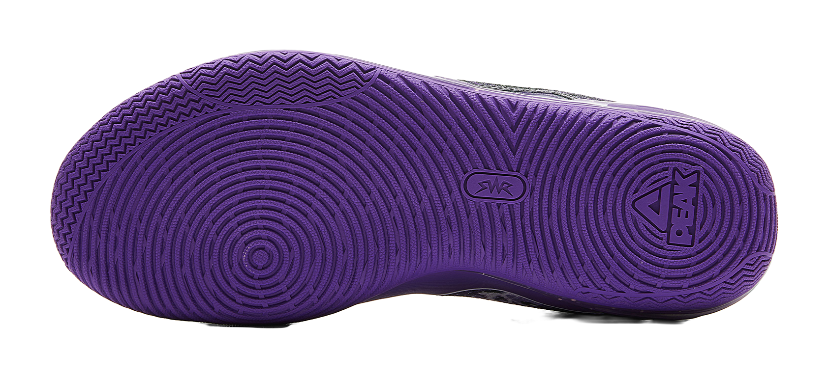 Lavender basketball shoe outsole with textured tread pattern