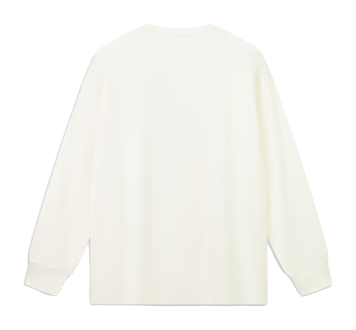 Men's ivory long-sleeve T-shirt, plain back, crew neck