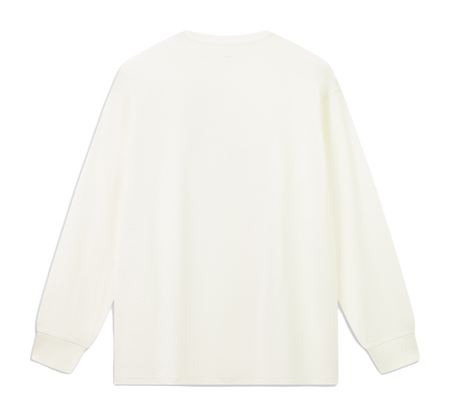 Men's ivory long-sleeve T-shirt, plain back, crew neck