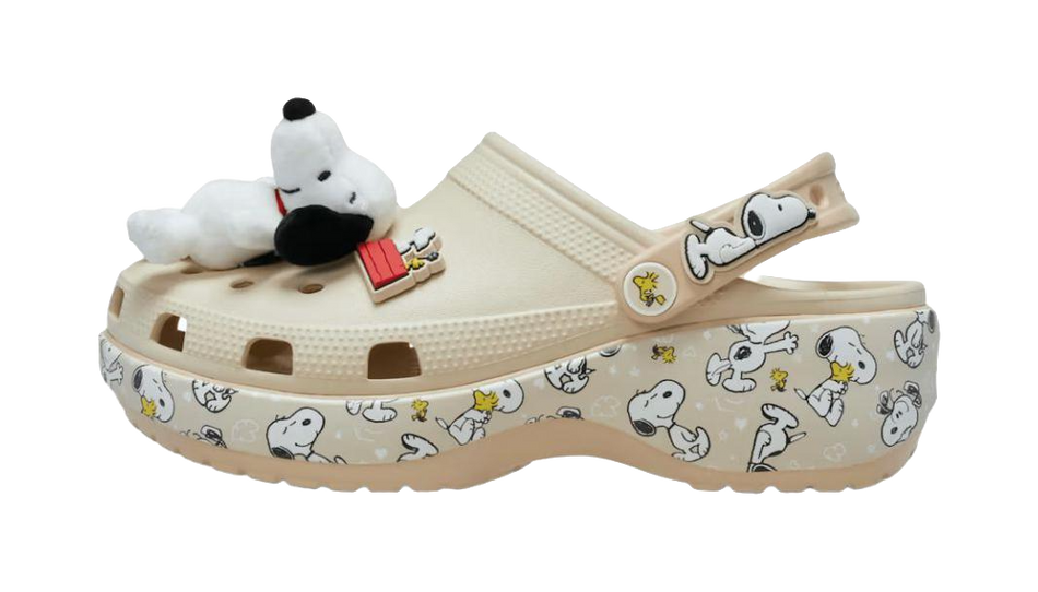 PEANUTS x Crocs Classic Platform Clog Clogs Womens Beige  vjsneaker.com