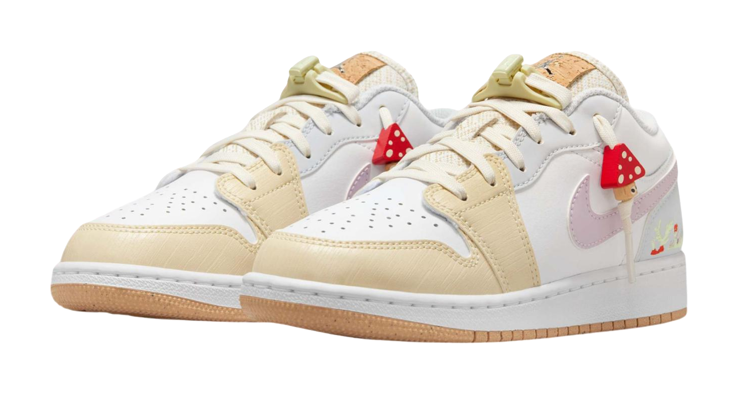 Jordan Air Jordan 1 Slip Resistant Shock Absorbers Low Top Kids Skateboarding Shoes White  VJSNEAKER