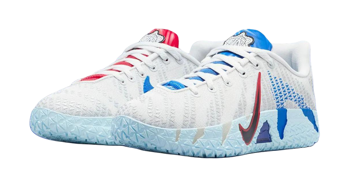 Nike Ja Morant 3 Low top Childrens Basketball Shoes White Blue Red Kids  vjsneaker.com