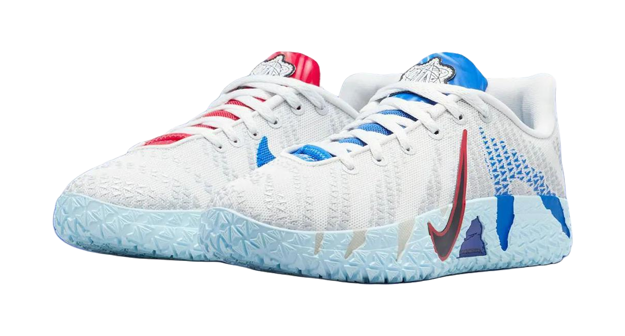 Nike Ja Morant 3 Low top Childrens Basketball Shoes White Blue Red Kids  vjsneaker.com