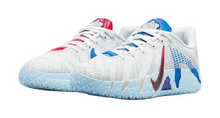 Nike Ja Morant 3 Low top Childrens Basketball Shoes White Blue Red Kids  vjsneaker.com