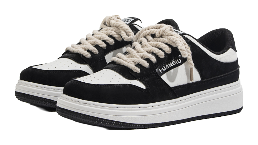 HUANQIU Thickened And Fleece Lined Thin Cotton, Air Force 1 Low top Skateboard Shoes Men's White Black 