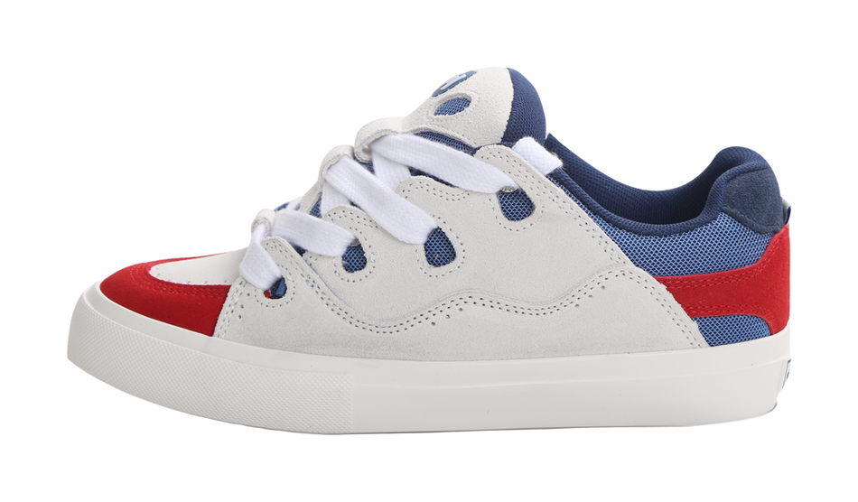 Ollieskate Suede Cushioning Abrasion Resistant Breathable Skateboard Shoes Unisex White Red Blue