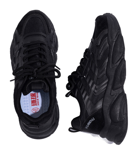 HUANQIU Slip Resistant Coverage, Lightweight, Height Increasing Low top Chunky Sneakers Mens Black  vjsneaker.com