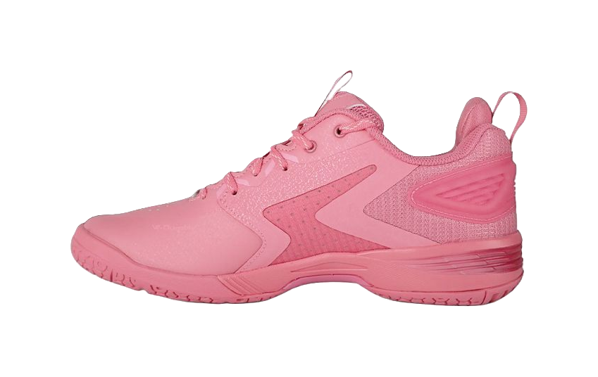 Badminton shoe in pink, lace-up athletic upper with side logo