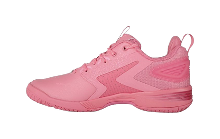 Badminton shoe in pink, lace-up athletic upper with side logo
