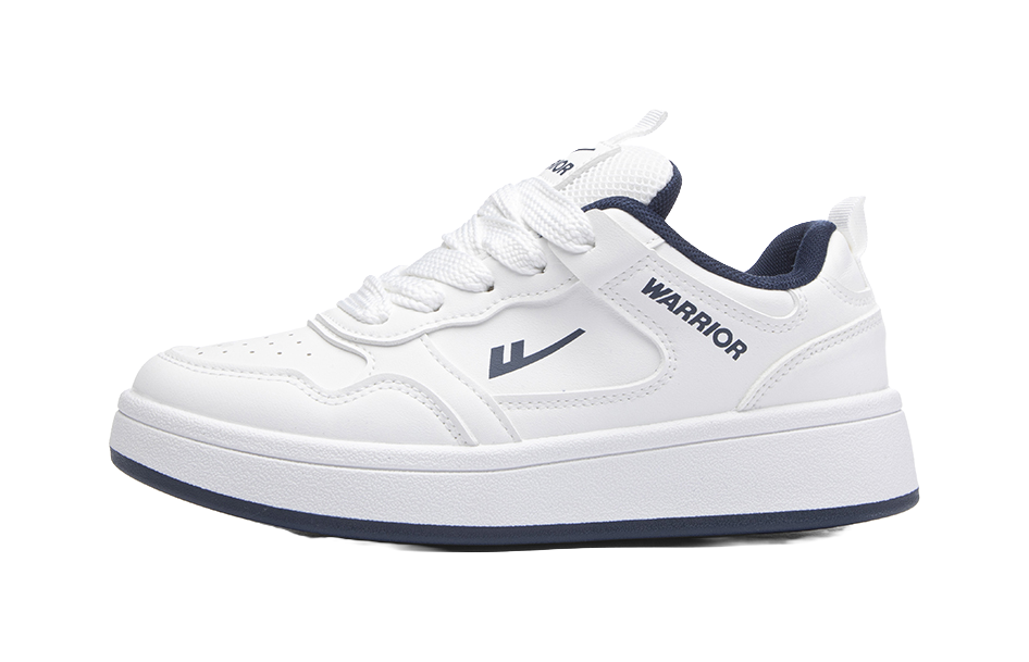 Warrior Slip Resistant Abrasion Resistant Low top Skateboard Shoes Unisex White Dark Blue 