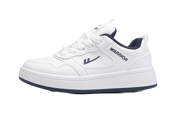 Warrior Slip Resistant Abrasion Resistant Low top Skateboard Shoes Unisex White Dark Blue 