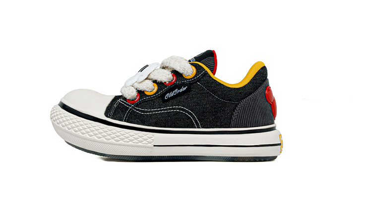 Disney x OLD ORDER Chunky Shoes Abrasion Resistant Height Increasing Low top Canvas Shoes Unisex Black White 