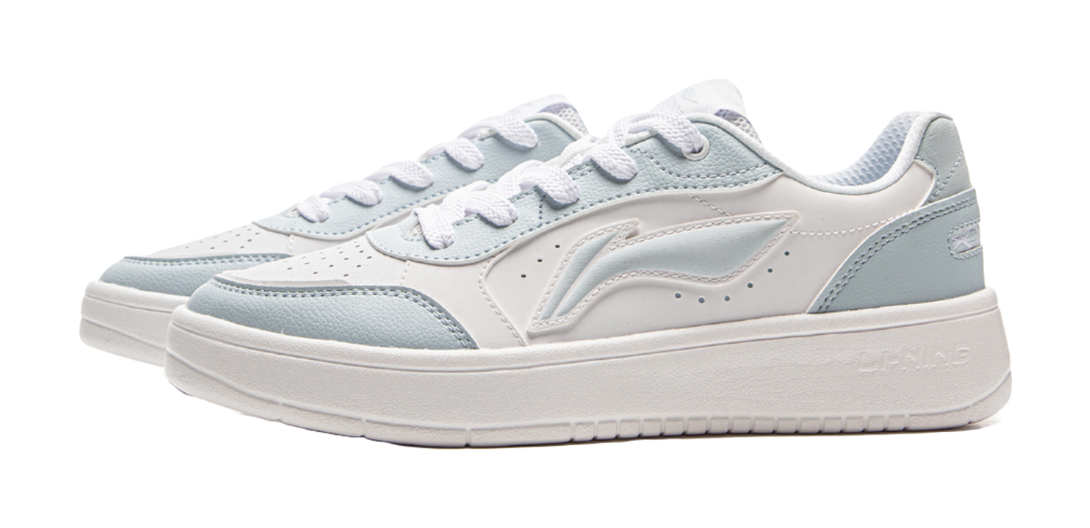 LiNing Yuanbao Pure Anti-Slip And Wear-Resistant Lightweight Low-Top Skateboard Shoes Women's White Blue 