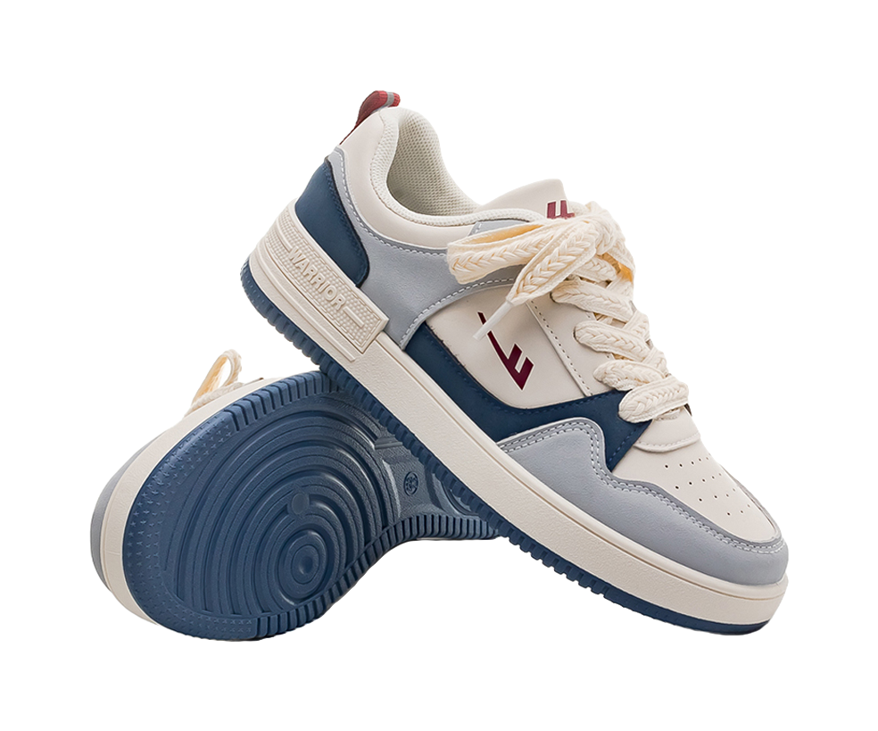 Warrior Slip Resistant, Abrasion Resistant, Lightweight, Breathable Low top Skateboard Shoes Unisex Beige Blue 