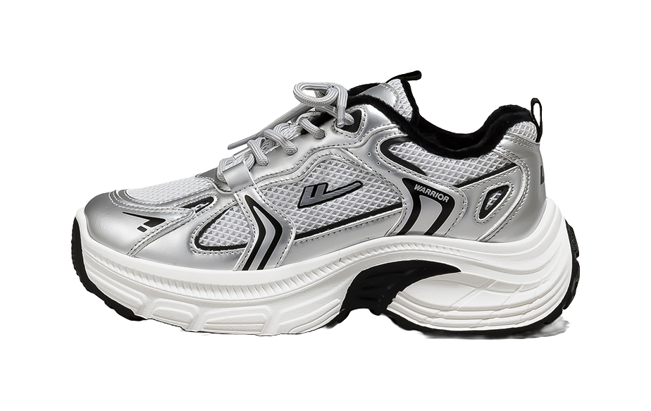 Warrior Low top Chunky Sneakers Women's Silver Gray Black 