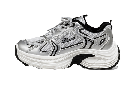 Warrior Low top Chunky Sneakers Womens Silver Gray Black  vjsneaker.com