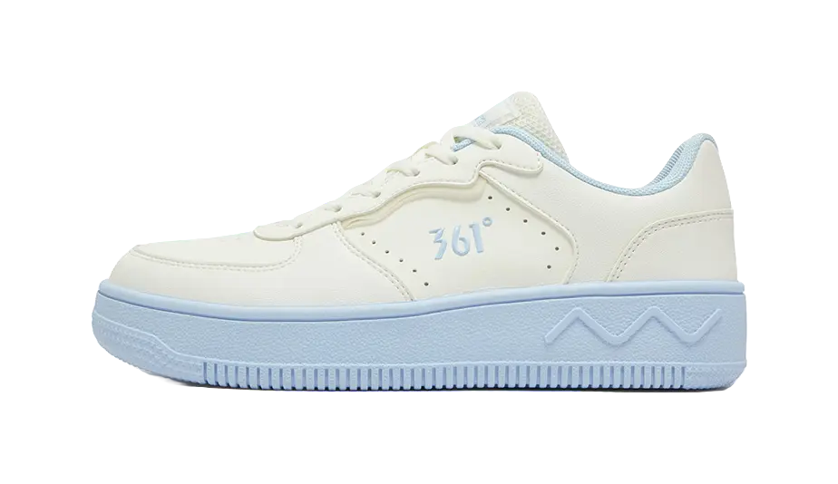 361° Air Force One Anti Slip Wear Resistant Low Top Skateboard Shoes Women's Feather White Glacier Blue 