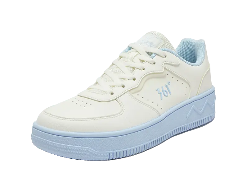 361° Air Force One Anti Slip Wear Resistant Low Top Skateboard Shoes Women's Feather White Glacier Blue 