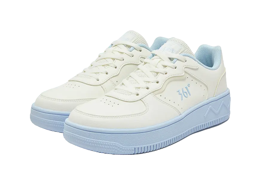 361° Air Force One Anti Slip Wear Resistant Low Top Skateboard Shoes Women's Feather White Glacier Blue 