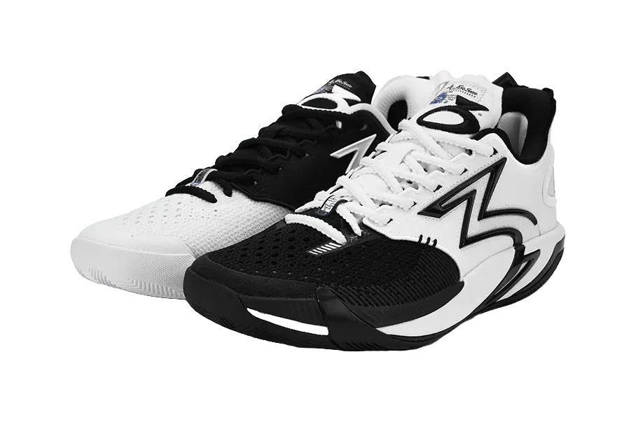 361° BIG3 6.0 Pro Cushioning Slip Resistant Support Mid top Basketball Shoes Unisex Black White  vjsneaker.com