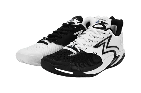 361° BIG3 6.0 Pro Cushioning Slip Resistant Support Mid top Basketball Shoes Unisex Black White  vjsneaker.com