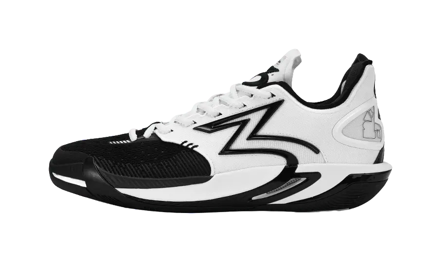 361° BIG3 6.0 Pro Cushioning Slip Resistant Support Mid top Basketball Shoes Unisex Black White  vjsneaker.com