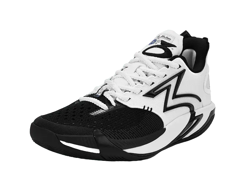 361° BIG3 6.0 Pro Cushioning Slip Resistant Support Mid top Basketball Shoes Unisex Black White  vjsneaker.com