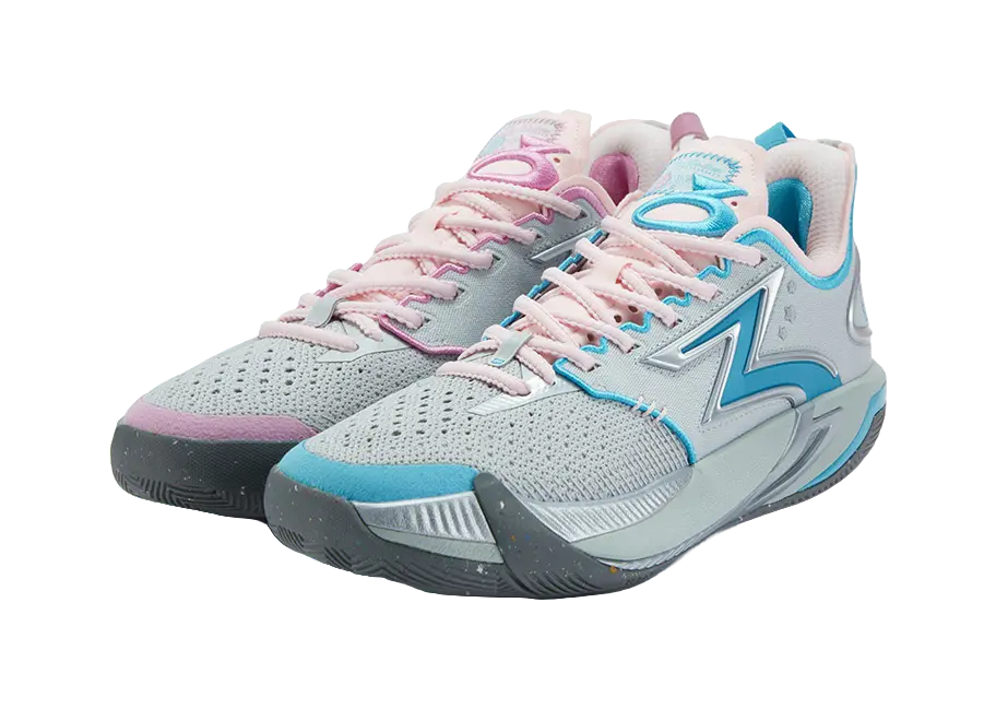 361° BIG3 6.0 Pro Shock Absorbers Slip Resistant Breathable Low top Basketball Shoes Mens Pink Blue Mismatched  vjsneaker.com