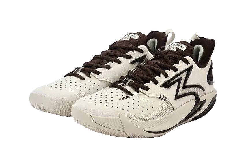 361° BIG3 6.0 Pro Shock Absorbers Slip Resistant Breathable Mid top Basketball Shoes Unisex Oat Milk  vjsneaker.com