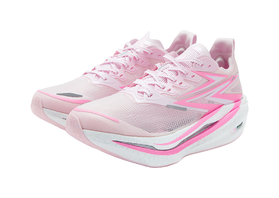 361° Cushioning Abrasion Resistant Breathable Rebound Low top Carbon Plate Racing Running Shoes Unisex White Neon Pink 