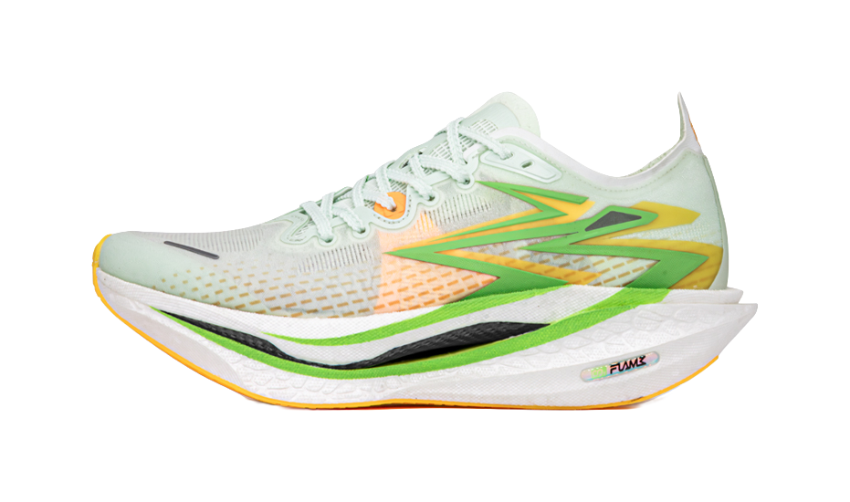 361° Flame 4 Coverage Lightweight Rebound Low Top Carbon Plate Marathon Long Distance Running Shoes Unisex White Green 