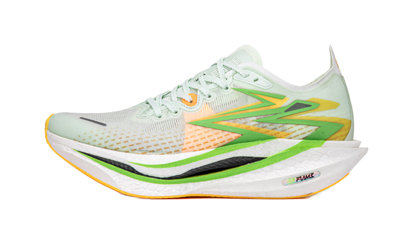 361° Flame 4 Coverage Lightweight Rebound Low Top Carbon Plate Marathon Long Distance Running Shoes Unisex White Green 