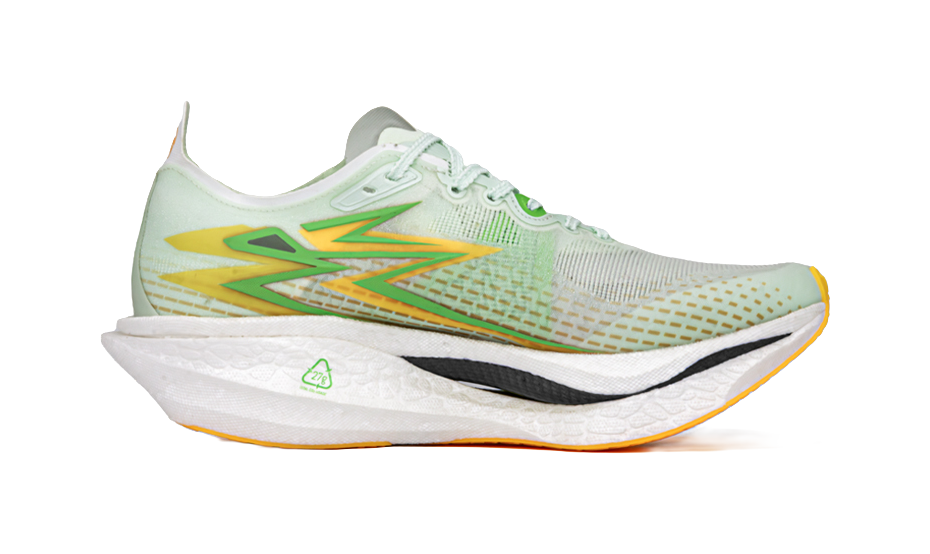 361° Flame 4 Coverage Lightweight Rebound Low Top Carbon Plate Marathon Long Distance Running Shoes Unisex White Green 