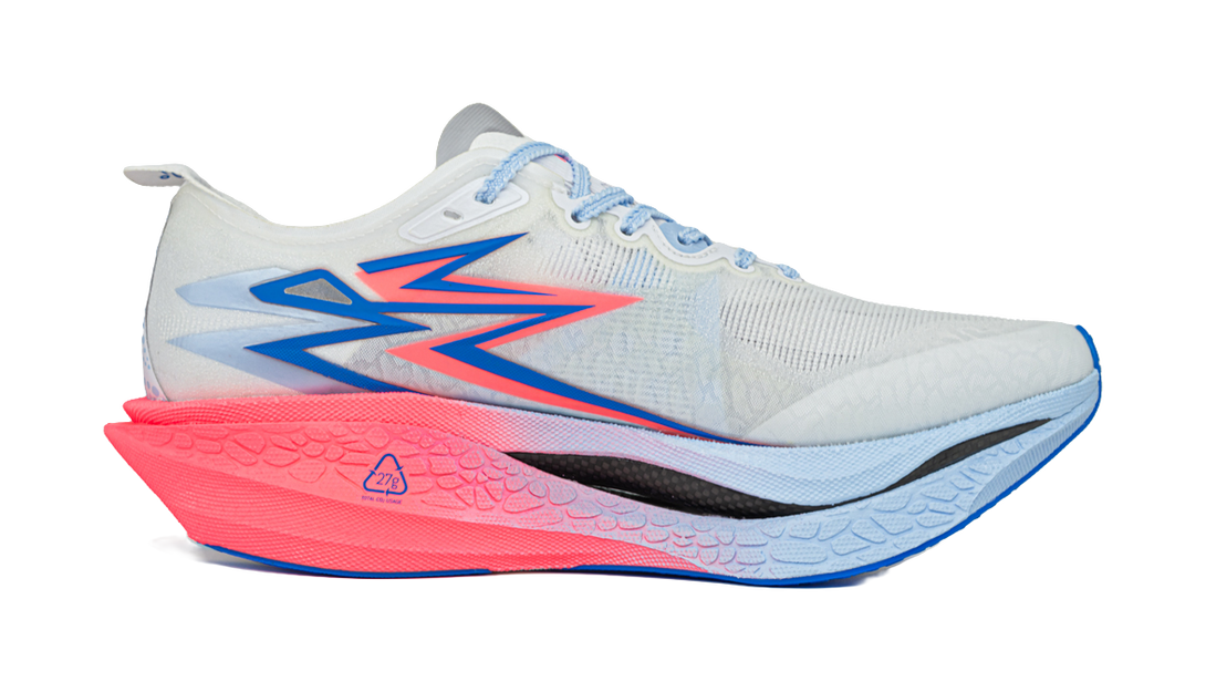 361° Flame 4 Cushioning Coverage Lightweight Low Top Carbon Plate Marathon Racing Running Shoes Unisex White Blue Pink 