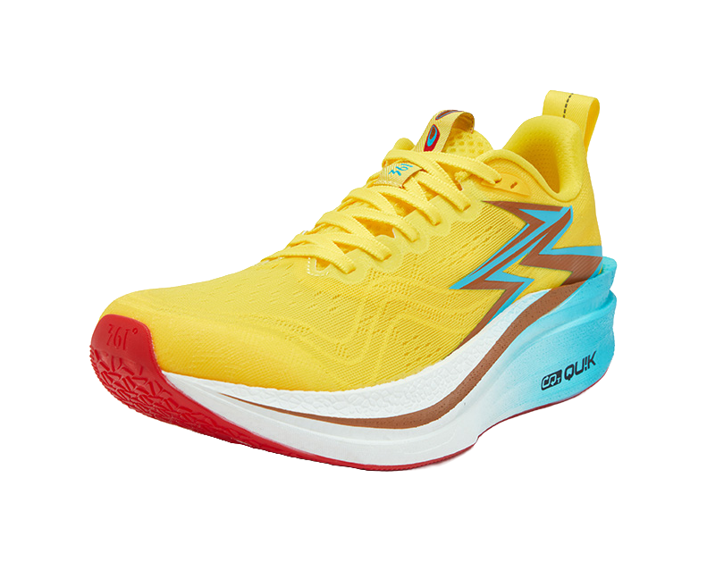 361° Flame 4MIX Cushioning And Breathable Low top Carbon Plate Racing Running Shoes Unisex Acid Yellow 