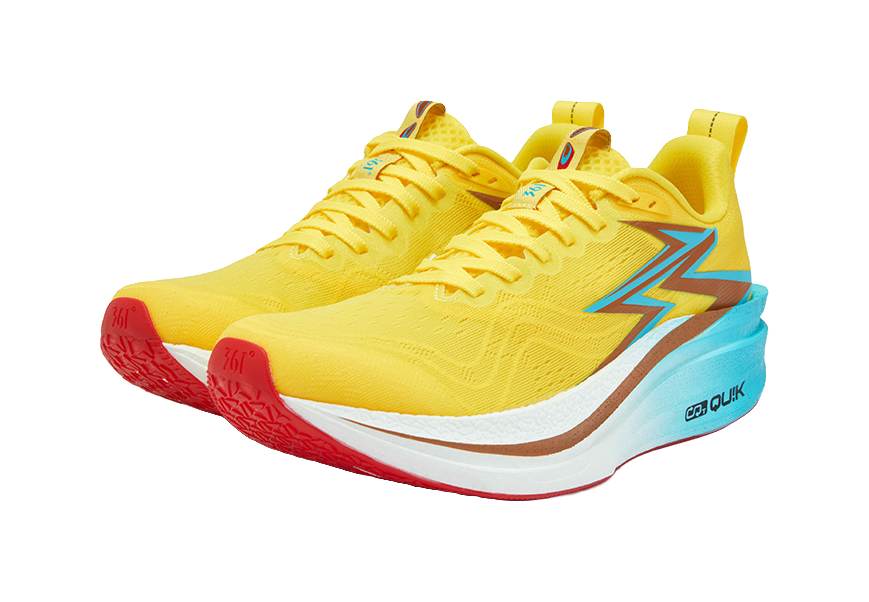 361° Flame 4MIX Cushioning And Breathable Low top Carbon Plate Racing Running Shoes Unisex Acid Yellow 