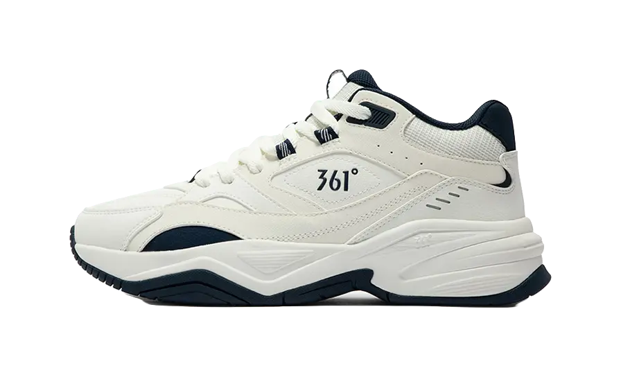 361° Sailing Series Anti-Slip And Wear-Resistant Warm Mid-Top Casual Shoes Mens White Blue  vjsneaker.com