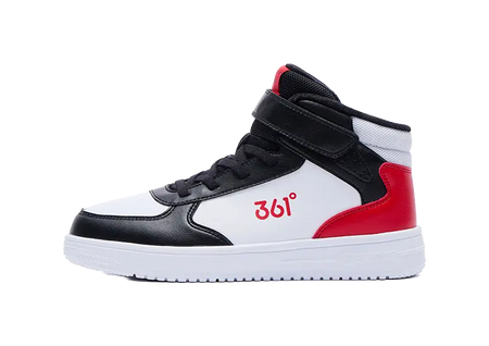 361°KIDS Slip Resistant, Abrasion Resistant, Thermal High top Kids Skateboarding Shoes White Carbon Black Virtual Red  vjsneaker.com