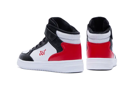 361°KIDS Slip Resistant, Abrasion Resistant, Thermal High top Kids Skateboarding Shoes White Carbon Black Virtual Red  vjsneaker.com