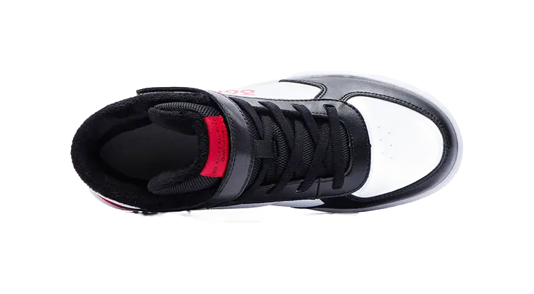 361°KIDS Slip Resistant, Abrasion Resistant, Thermal High top Kids Skateboarding Shoes White Carbon Black Virtual Red  vjsneaker.com