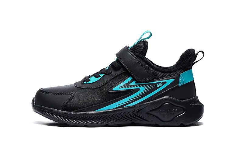 361°KIDS Synthetic Leather Slip Resistant Abrasion Resistant Low top Kids Running Shoes Black Green Kids  vjsneaker.com