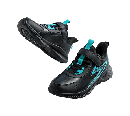 361°KIDS Synthetic Leather Slip Resistant Abrasion Resistant Low top Kids Running Shoes Black Green Kids  vjsneaker.com