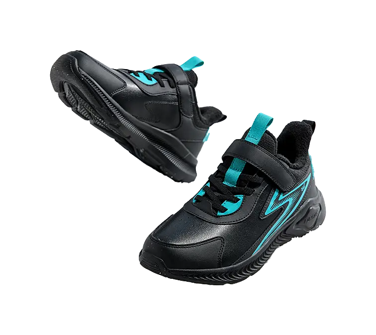 361°KIDS Synthetic Leather Slip Resistant Abrasion Resistant Low top Kids Running Shoes Black Green Kids  vjsneaker.com